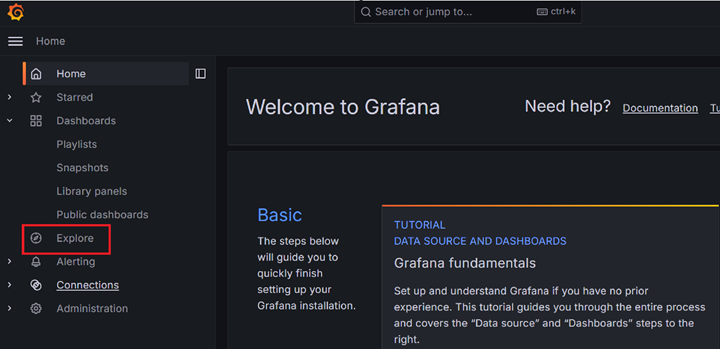 Grafana Explore Page