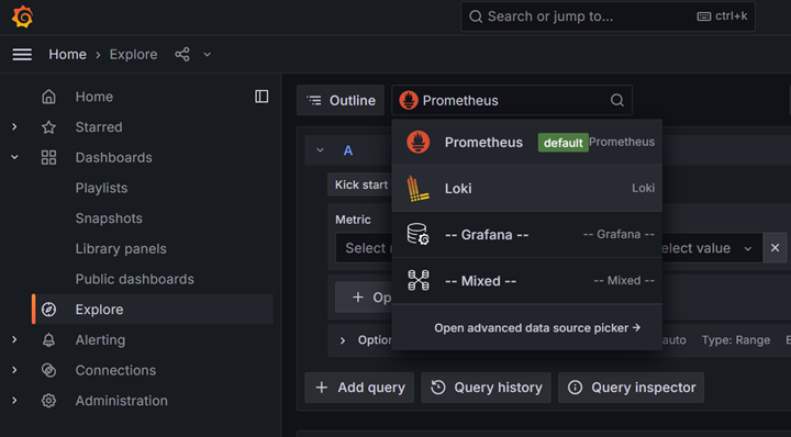 Grafana Select Loki