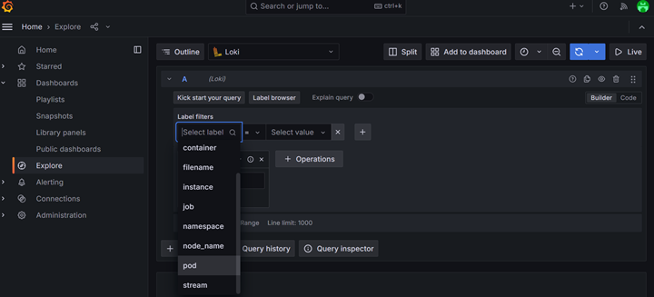 Grafana Select Loki