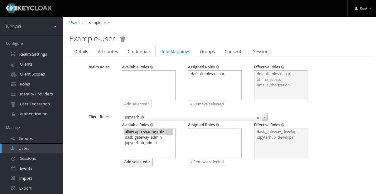 Keycloak clients add jupyterhub role form